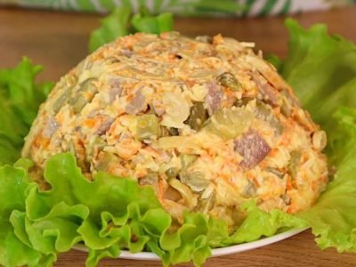 Рецепт мясного салата «Золотое руно»