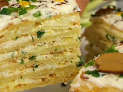 Рецепт закусочного торта из картофеля