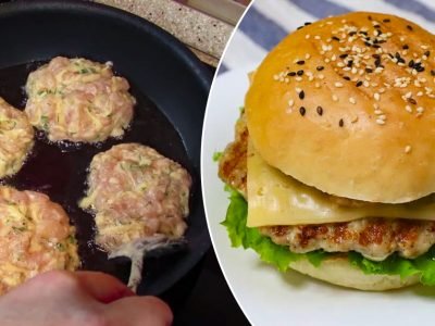 Рубленые куриные котлеты с кабачком для бургеров