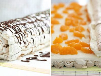 Рулет из безе со сливками и мандаринами