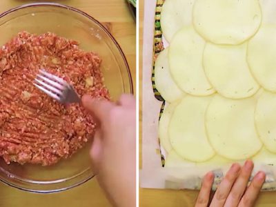 Рулет из фарша и баклажанов