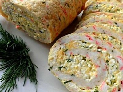 Рулет из крабовых палочек