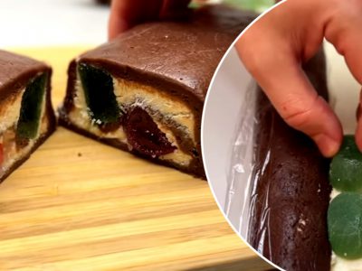 Рулет из печенья с фруктово-сливочной начинкой