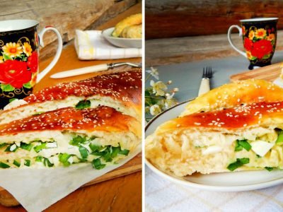 Рулет с яйцами и луком