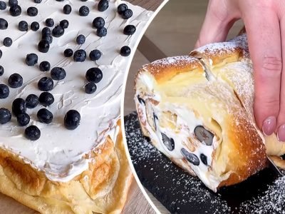 Рулет со сливочным кремом и ягодами