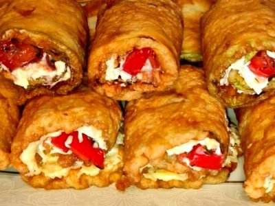 Рулетики из кабачков с сырной начинкой