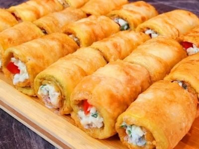 Рулетики из жареных кабачков с начинкой