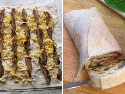Рулеты из лаваша со шпротами