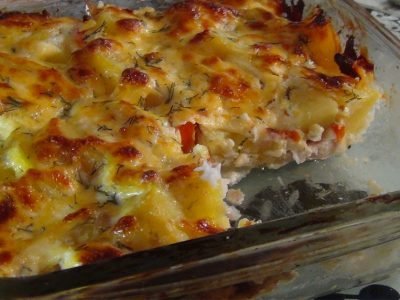 Рыба в картофеле с сыром