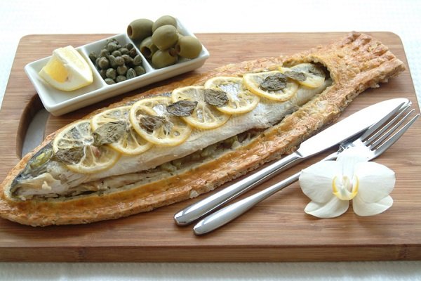 сибас в тесте