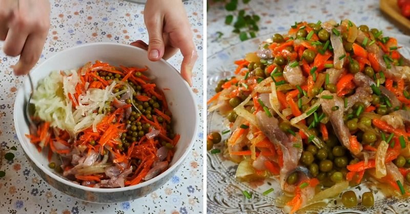 подача готового салата Голландский