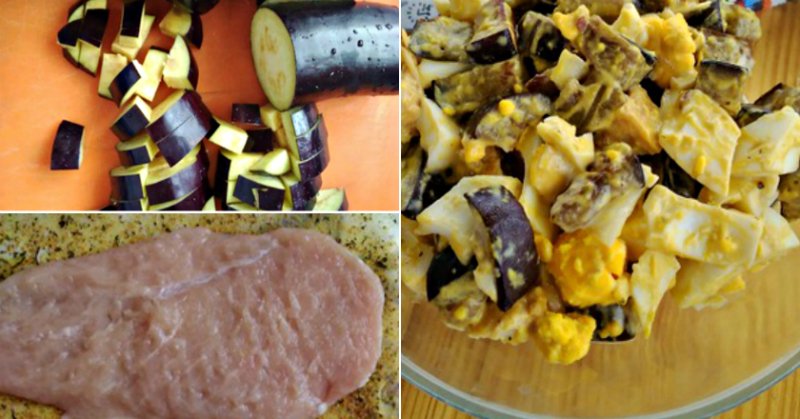 салат с баклажанами и курицей