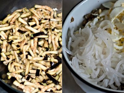 Салат из баклажанов с яйцами и курицей