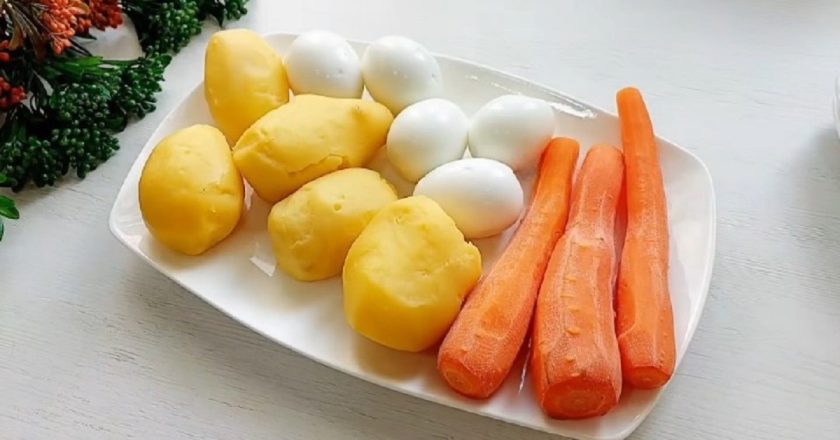 морковь, картофель и яйца