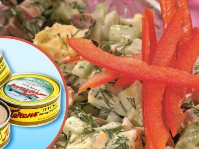 Салат из печени трески с яйцом