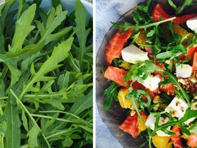 Салат из рукколы с лососем