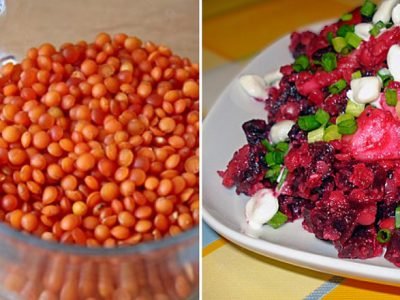 Салат из свеклы с чечевицей