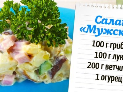 Салат «Мужской» с ветчиной и шампиньонами