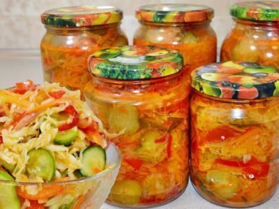 Салат на зиму из капусты и огурцов