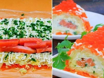 Салат-рулет «Царский» с форелью