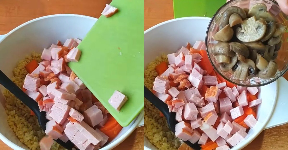 салат с копченой колбасой