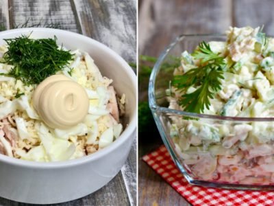 Салат с бужениной и огурцом