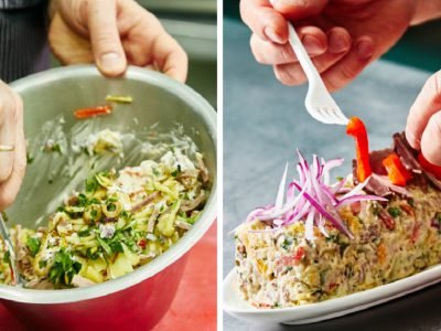 Салат с говядиной и печеным перцем