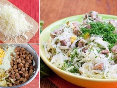 Салат с капустой и сухариками