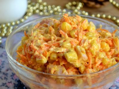 Салат с копченой курицей и корейской морковкой