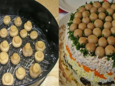 Салат с курицей и грибами