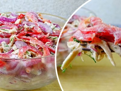 Салат с курицей и перцем