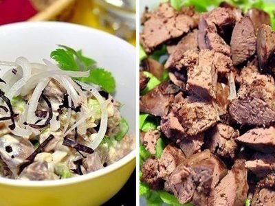 Салат с куриной печенью