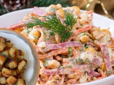 Пикантный салат с морковью по-корейски и сухариками