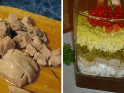 Салат с печенью трески