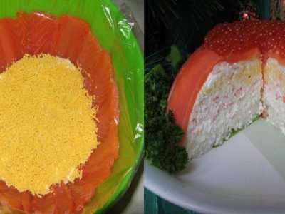 Салат с семгой и сыром