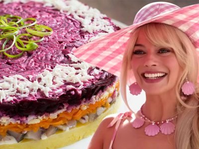 Салат «Селедка под шубой» в стиле Барби