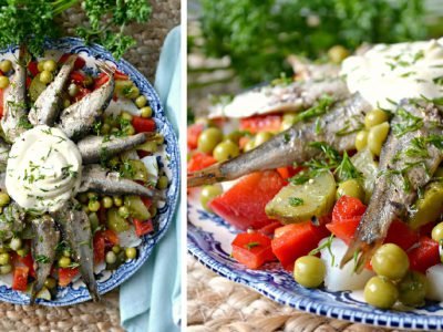 Салат со шпротами и горошком