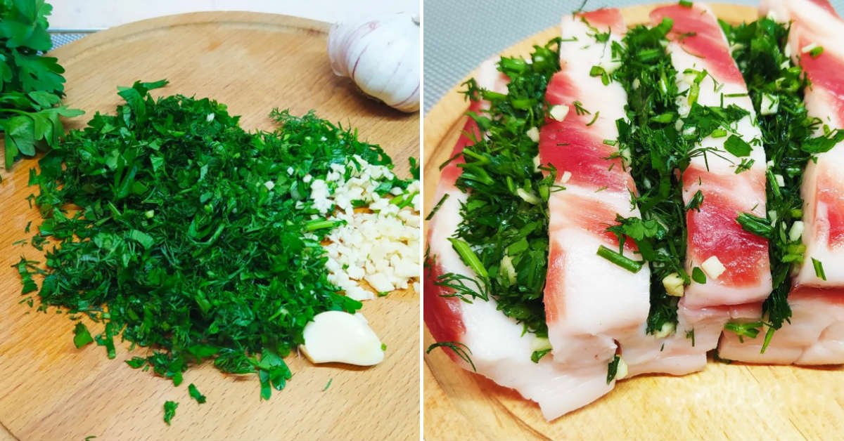 замороженное сало гармошкой