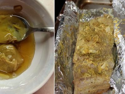 Сало с горчицей в духовке