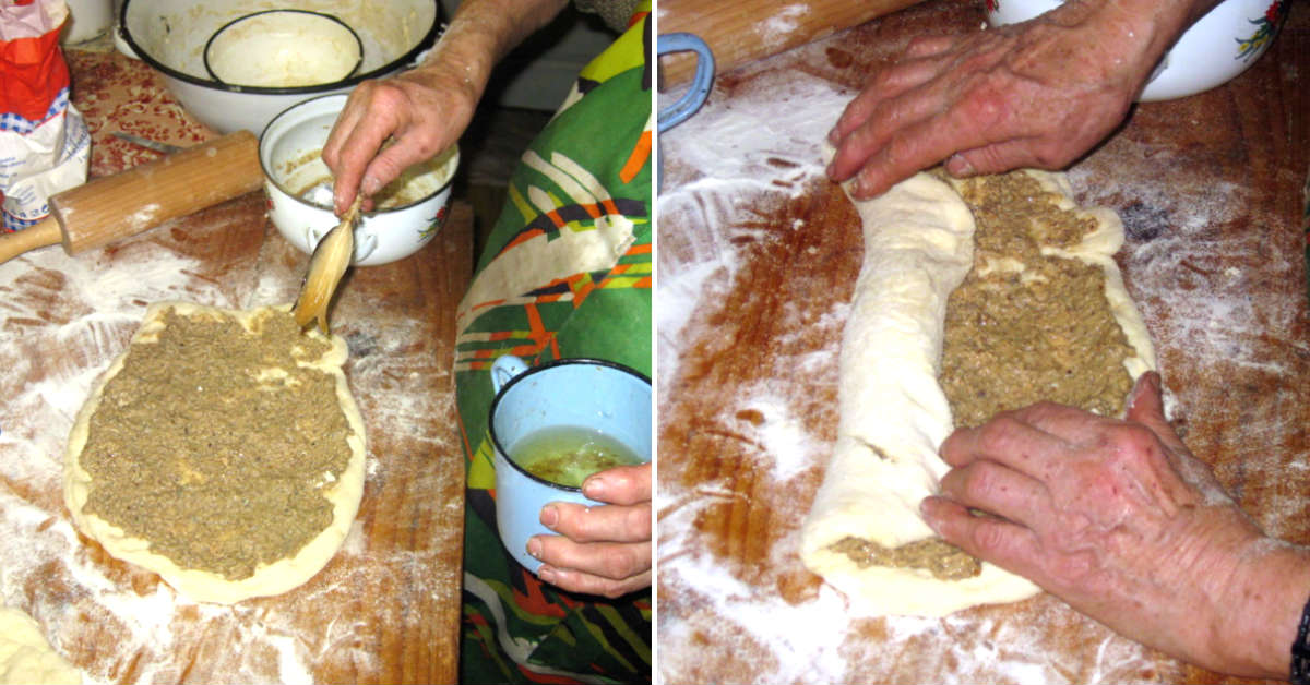 сдобный рулет с орехами