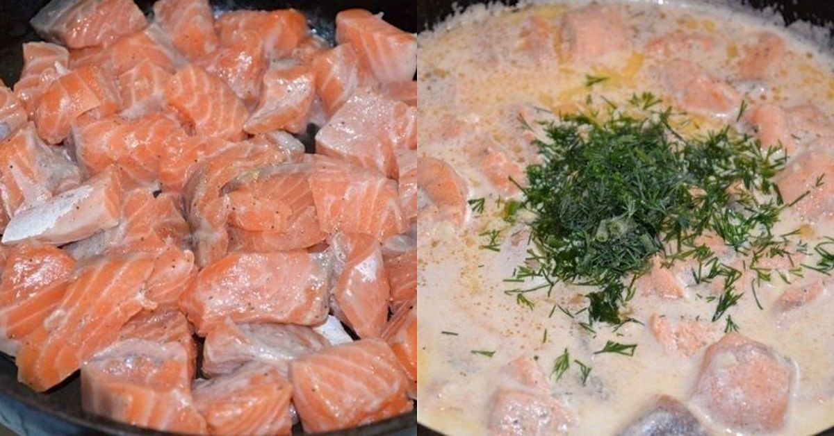 семга в сливочном соусе