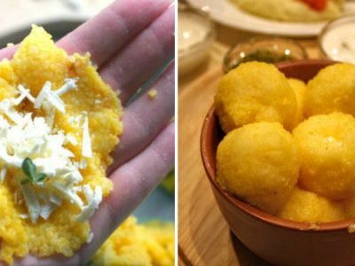 Шарики из мамалыги с брынзой