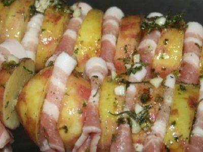 Шашлык из картофеля и грудинки