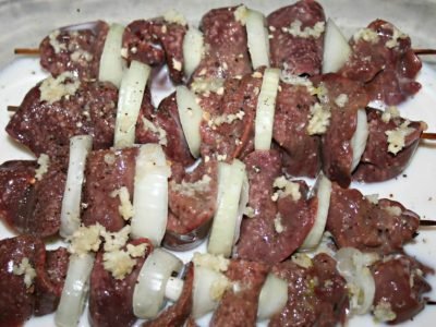 Шашлык из куриной печени