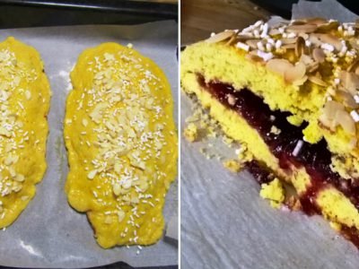 Сладкий батон с вареньем