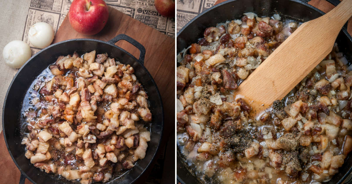 сало на сковороде