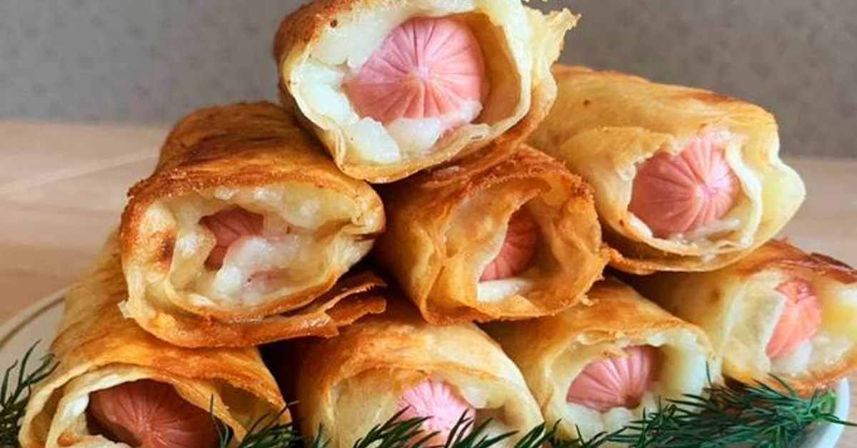 Сосиски в лаваше на сковороде - Со Вкусом