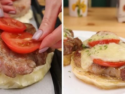 Стейк на подушке из капусты