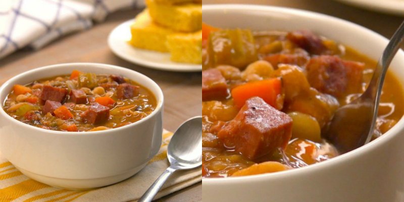 суп из фасоли с ветчиной