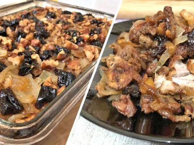 Свинина с черносливом и орехами в духовке